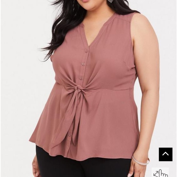 torrid Tops - Torrid Peplum Georgette Button-Front Tie-Front Blouse